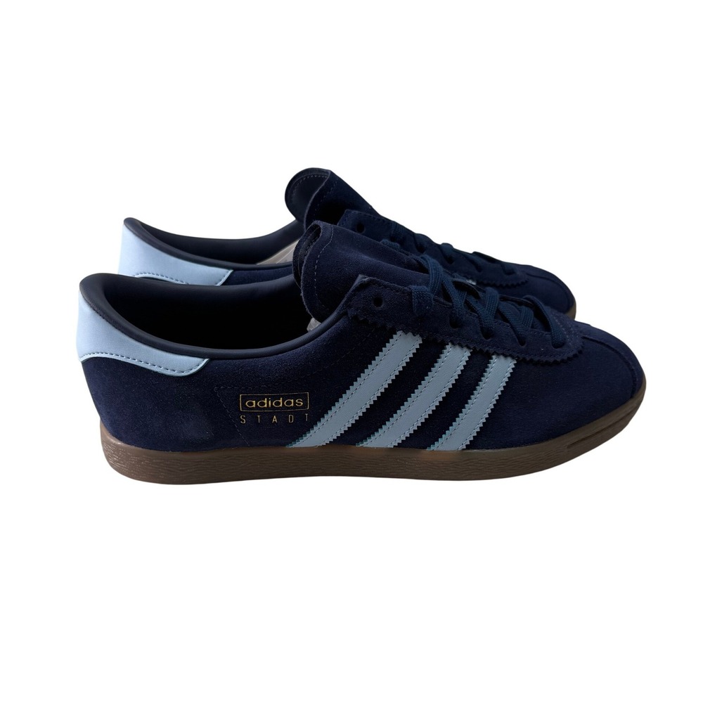 Adidas Originals Stadt Navy Sky Blue Suede Sneakers JQ9008 Mens 9.5 NEW